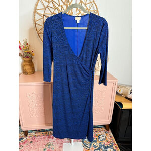 Women's Isaac Mizrahi for Target Blue‎ Polka Dot Wrap Dress Size M